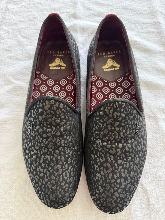 Ted Baker Other - Ted Baker Black and Maroon Patterned Slip-On Loafers
